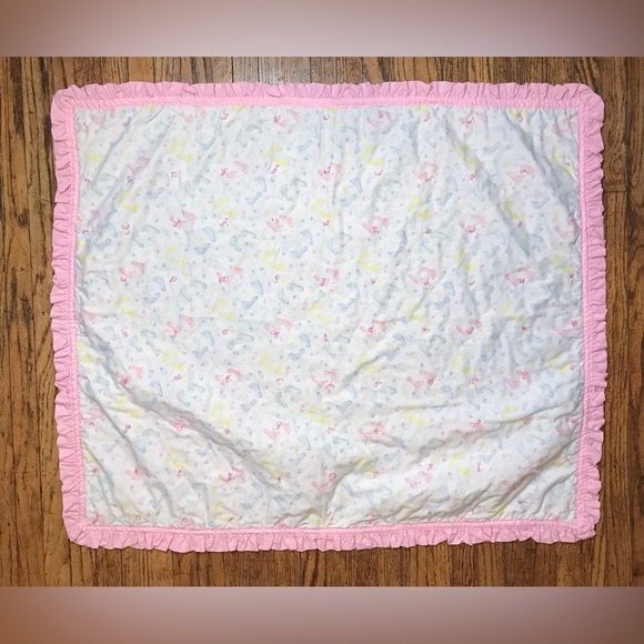 Vintage Anthropomorphic Animals Baby Quilt Blanket Kitsch Whimsical 50s Style - Picture 3 of 4